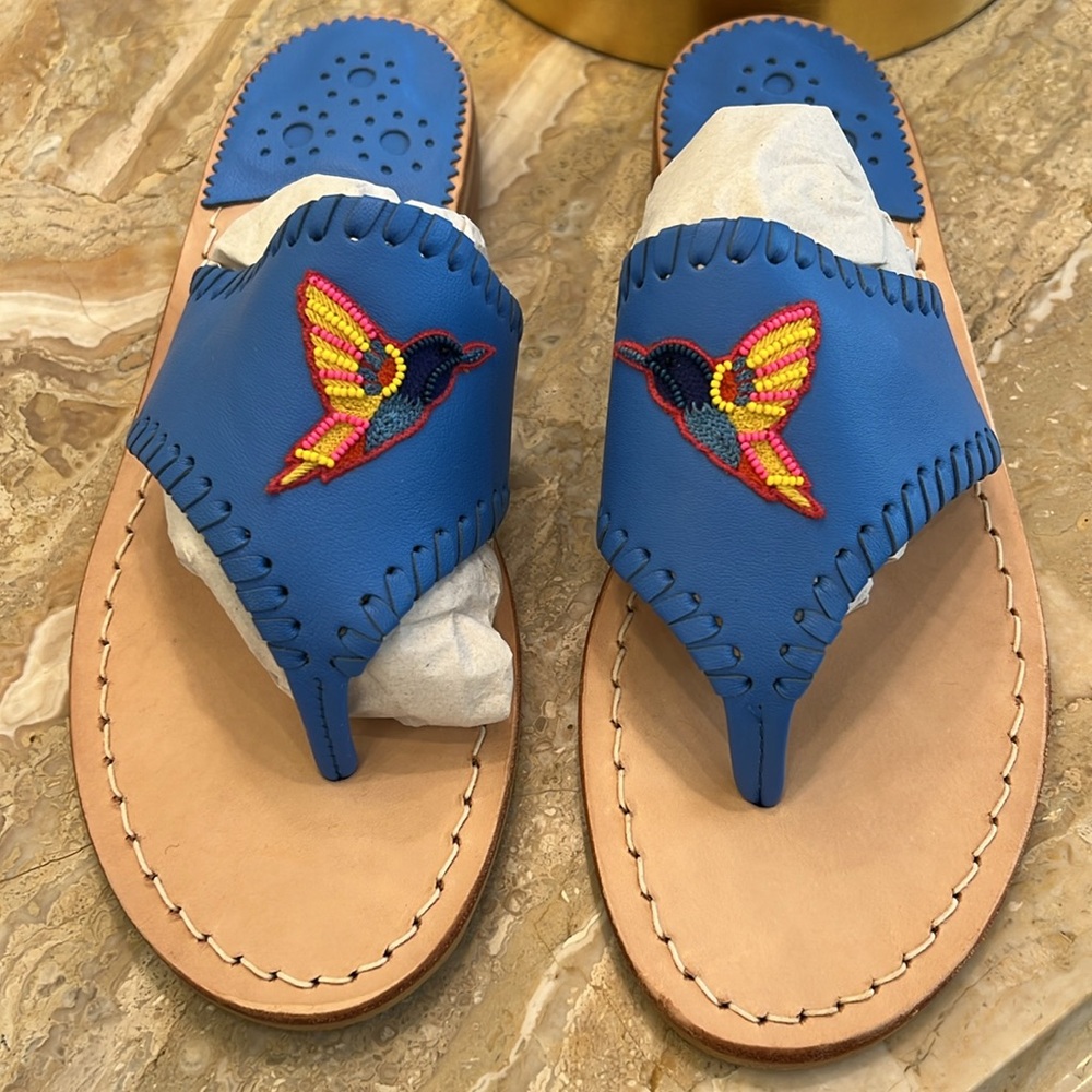 NWT Jack Rogers Beaded Icon Hummingbird Sandals, Size 6.5